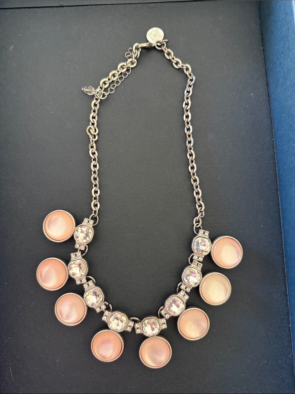 White House Black Market Statement Pink & Crystal Necklace -
